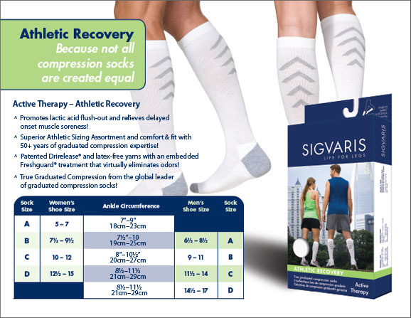 Surgical Artistry has Sigvaris athletic recovery socks available