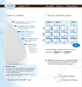 Allergan Natrelle410 - choices of breast implant sizes