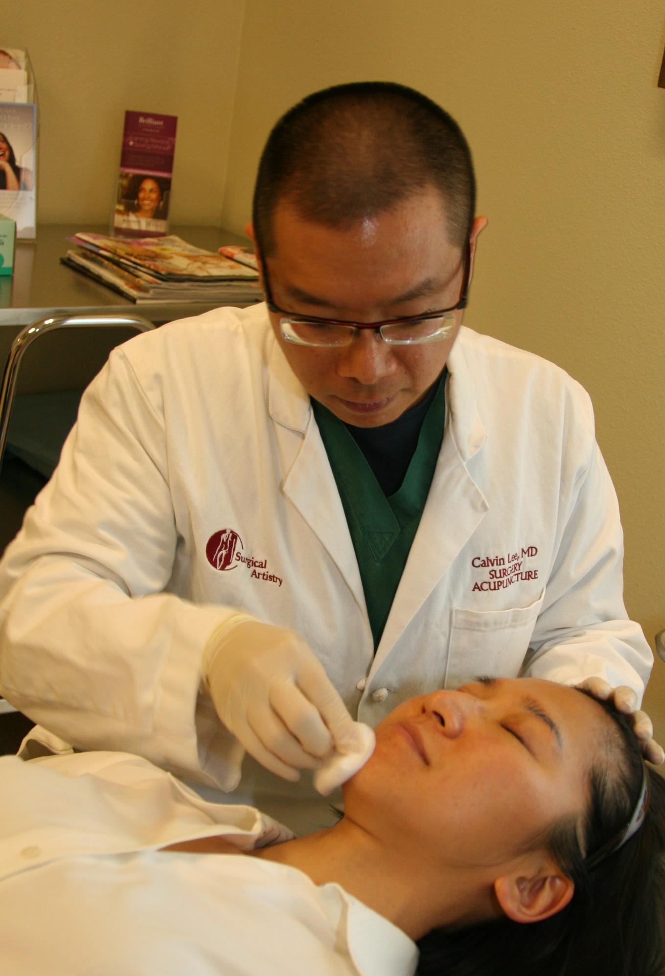 working on a very even application of chemical peel.  Done by Dr. Lee on Dr. Wu (modesto, CA)