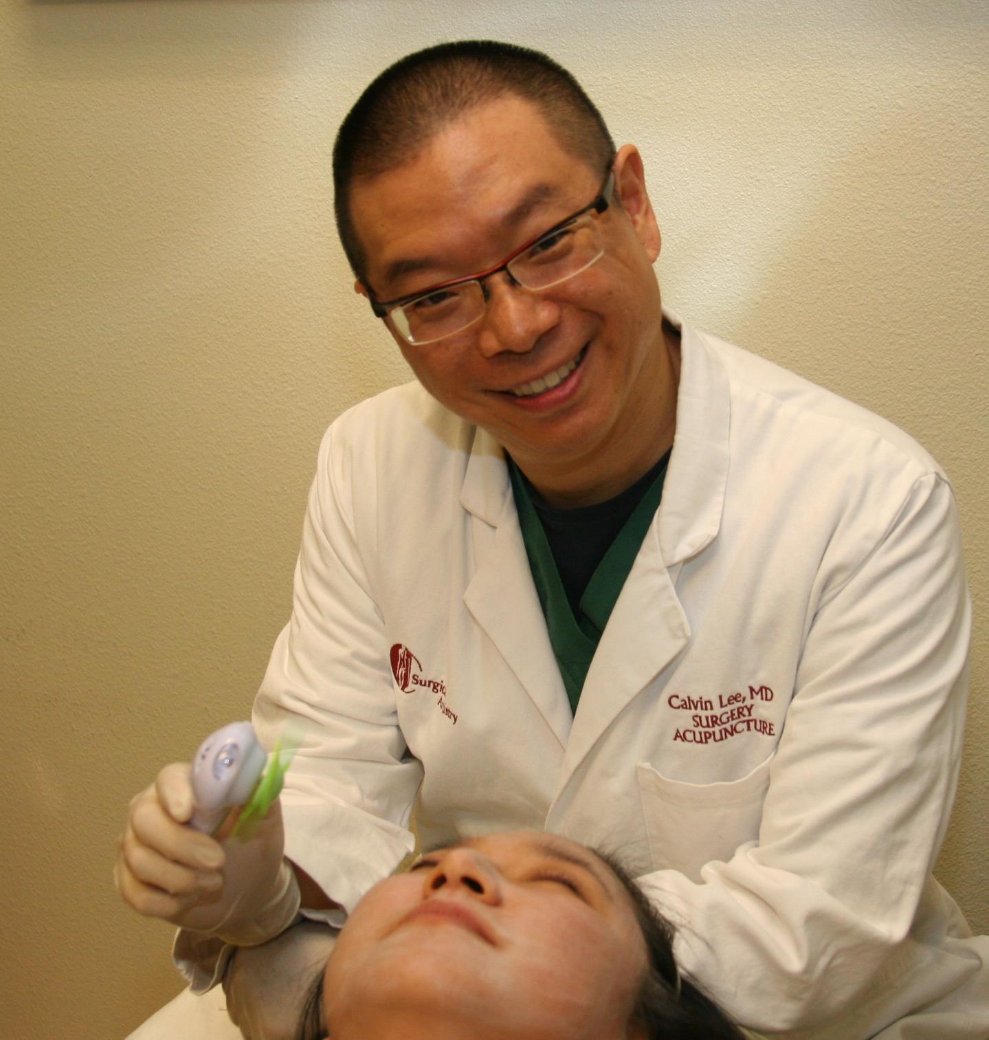 Dr. Calvin Lee, General Surgeon-Botox Injector, performing a chemical peel on Dr. Tammy Wu, Plastic Surgeon